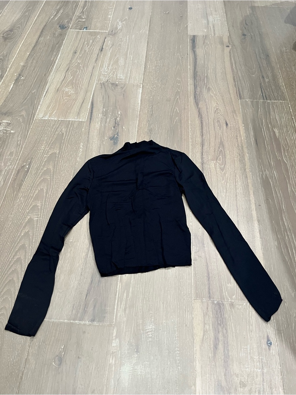 LC Waikiki Black Long-Sleeve Slim Crop Top - Women's